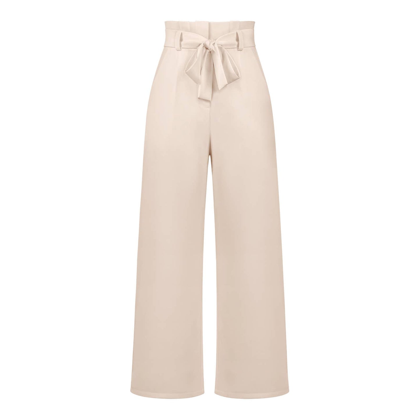 WOMEN TIED WAIST WIDE LEG OFFICE WORK PANTS