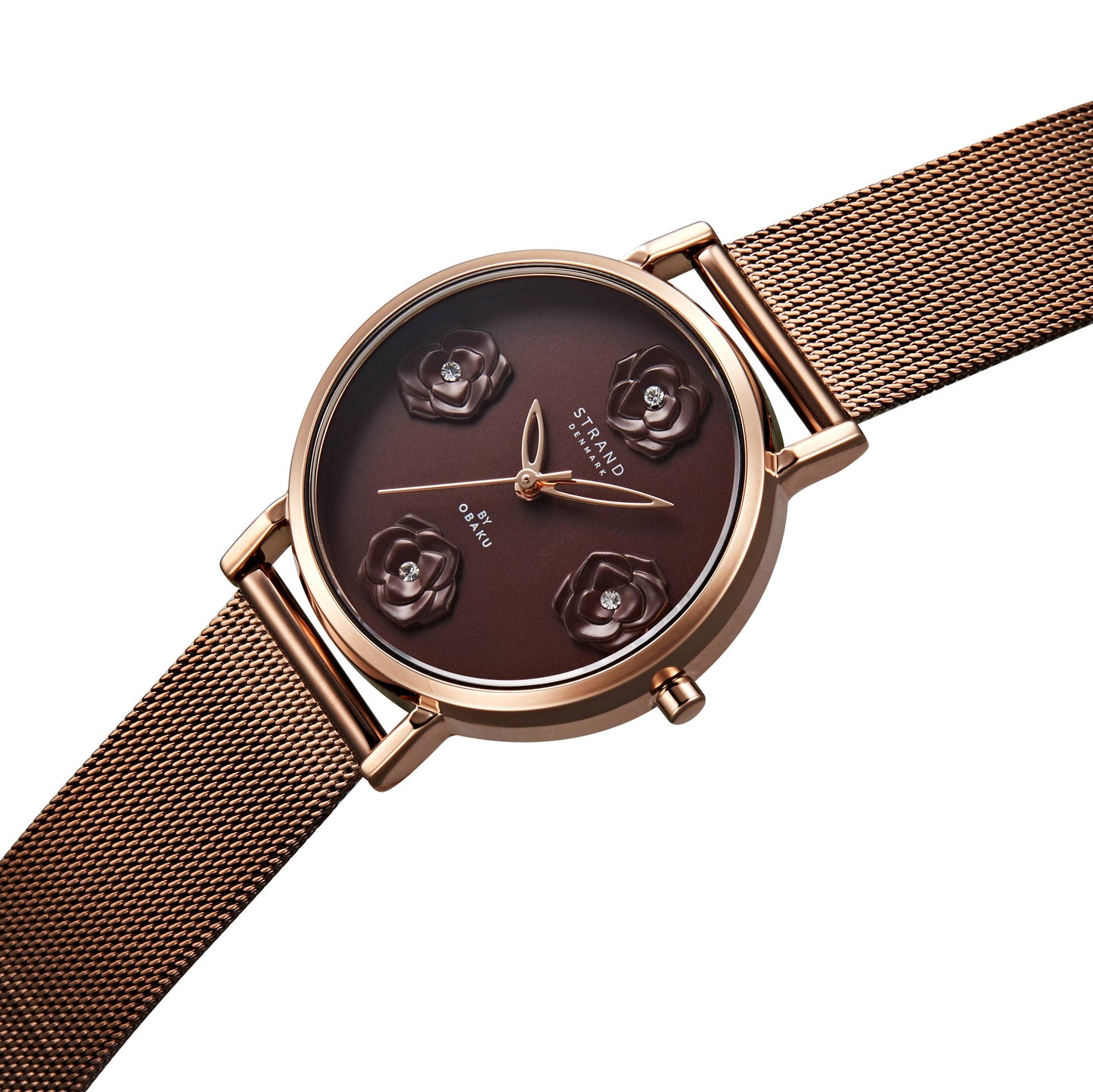 Petals - Walnut burgundy and rose flower embossed watch