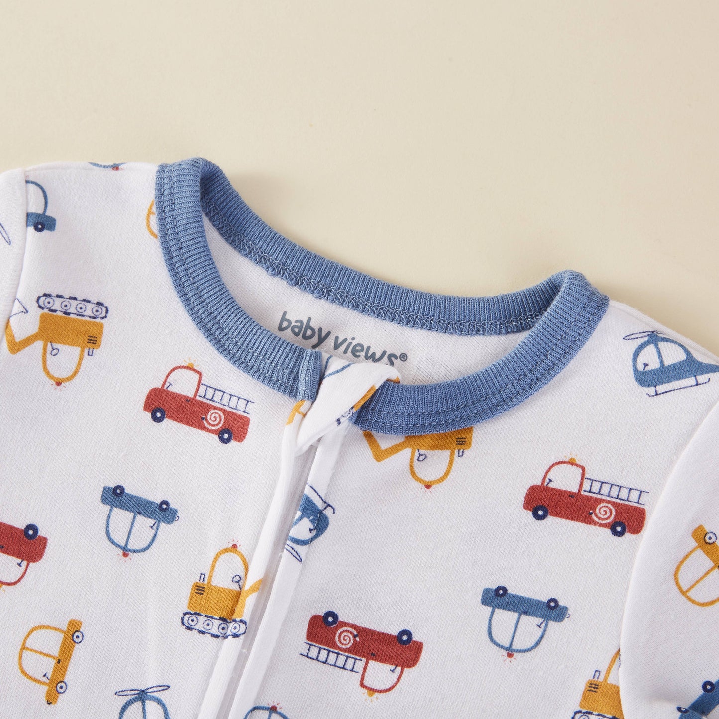 Vehicles Car Pattern Zipper Footie Pajamas Romper