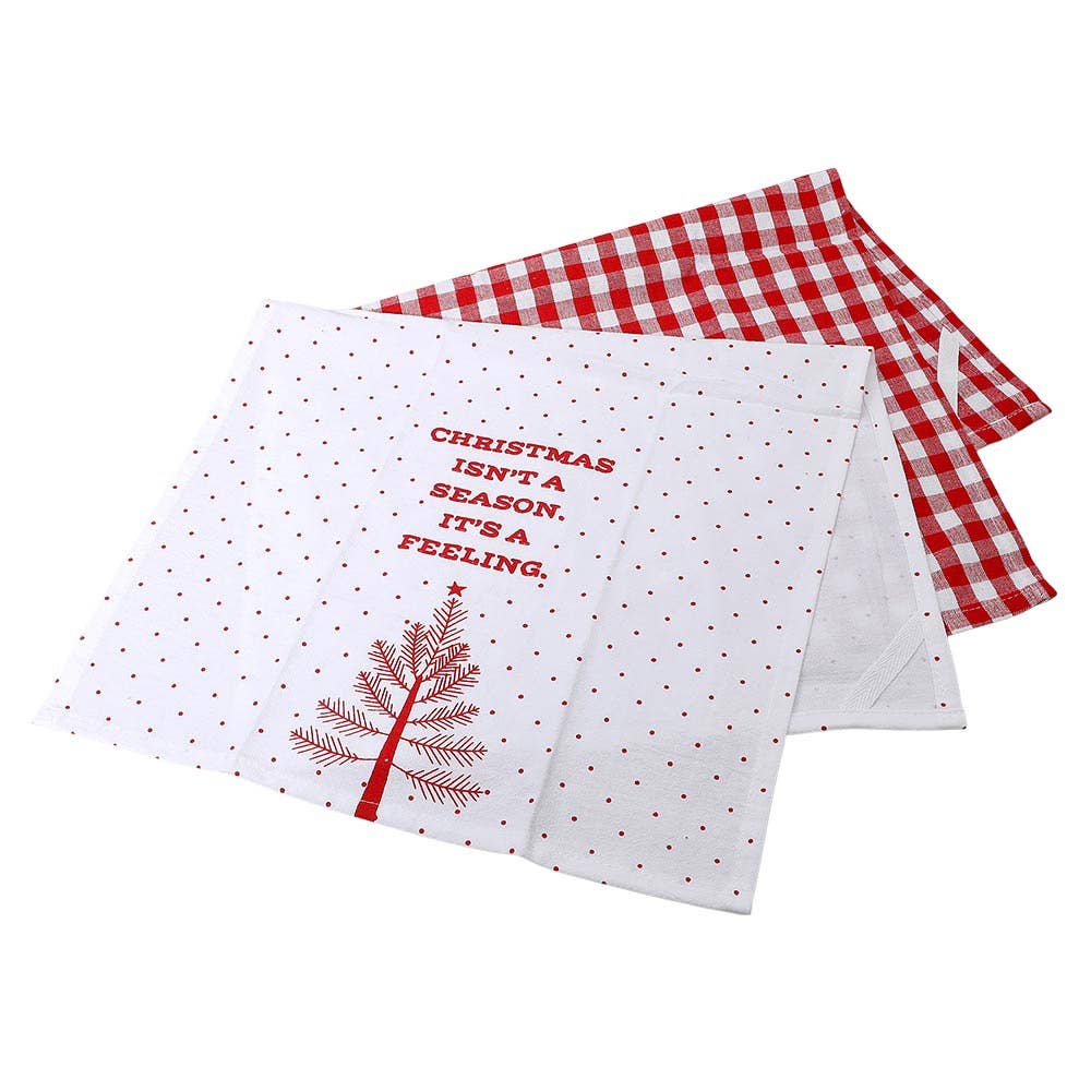 2PCS - NOEL Holiday Gingerbread House Gingham Kitchen Towel Set