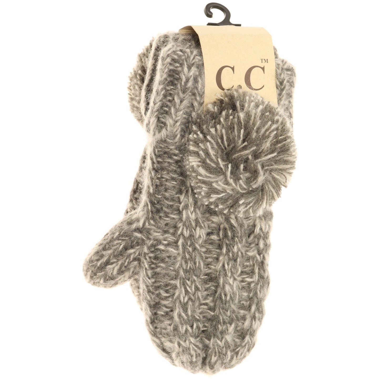 Kids CC Multi-Tone Double Pom Fuzzy Lined Mittens