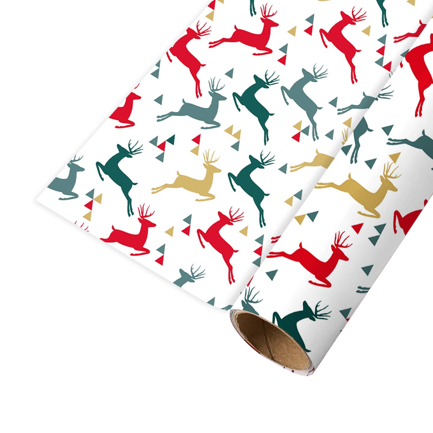 24" x 16' Reversible Holiday Wrapping Paper | Prancing Deer/Plaid