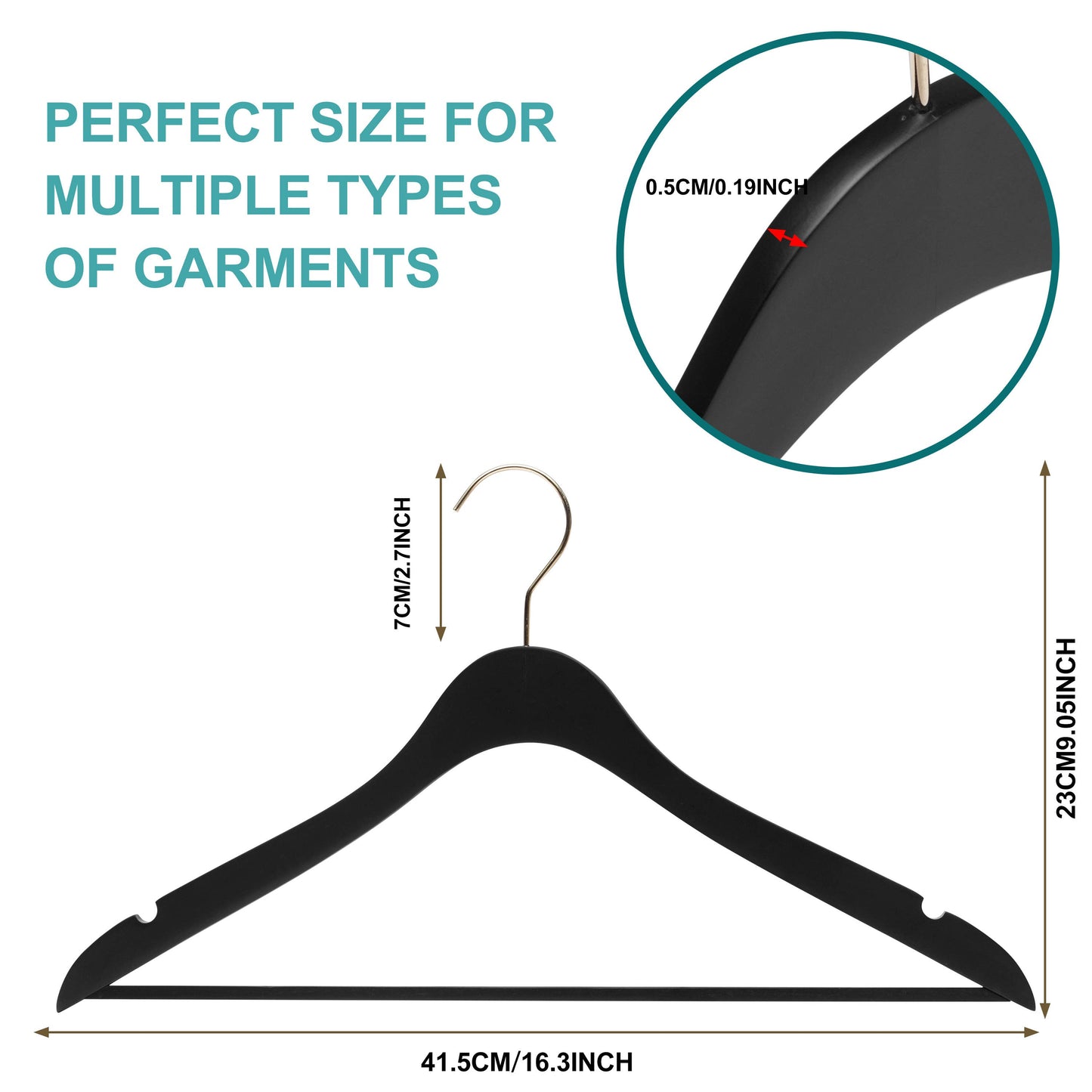 WS70 Ultra Slim Suit Hangers with Pant Bar Black/gold - 100