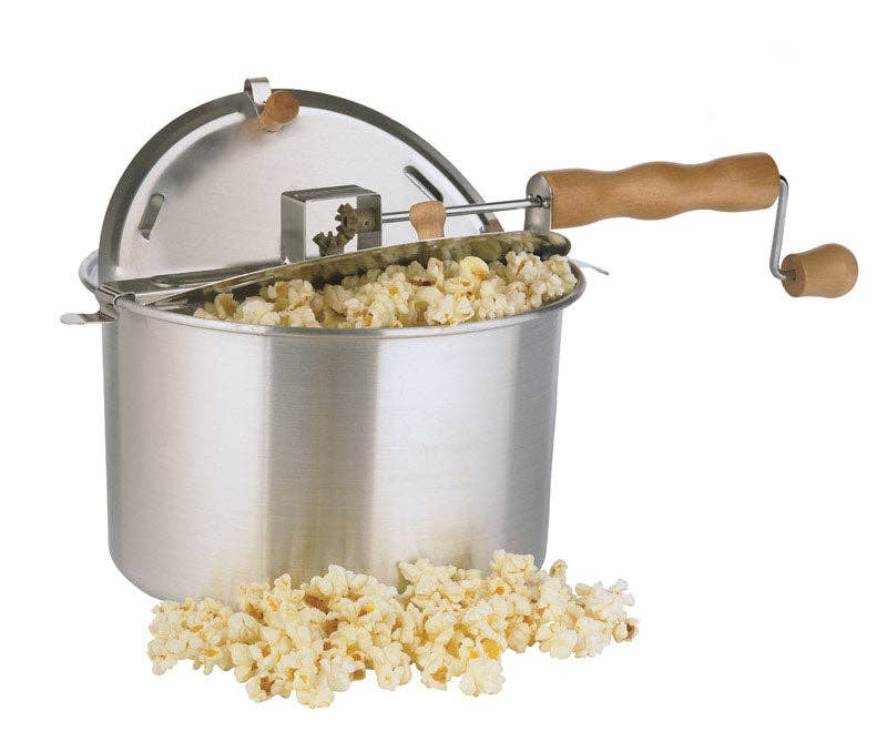 Whirley Pop 6 qt Aluminum Stovetop Popcorn Popper, Silver