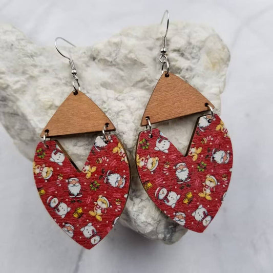 Mixed Wooden Christmas Earrings