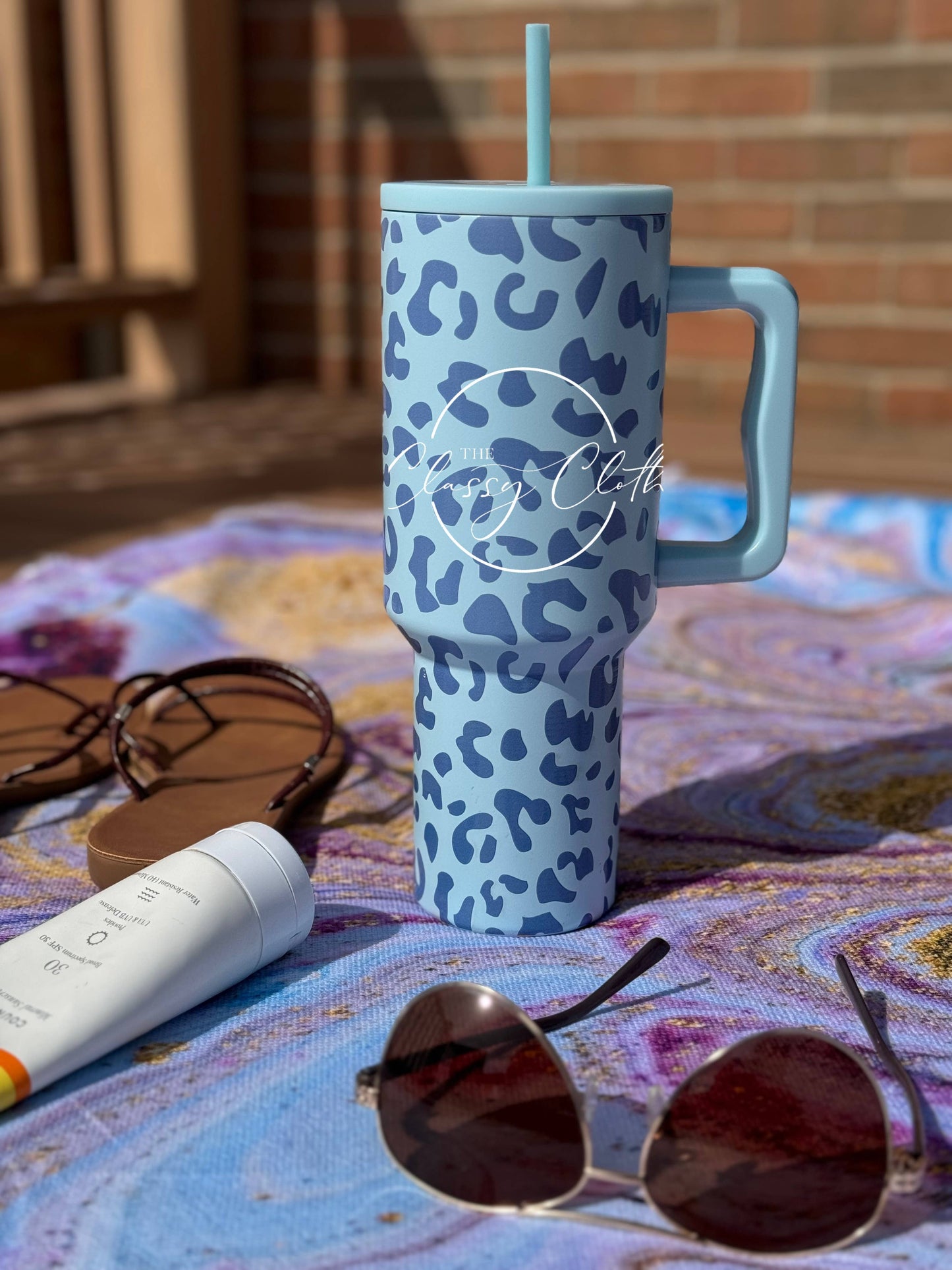 Simple Tumbler 40 oz - Aqua Leopard RTS