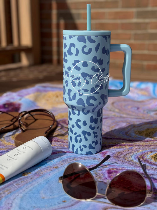 Simple Tumbler 40 oz - Aqua Leopard RTS