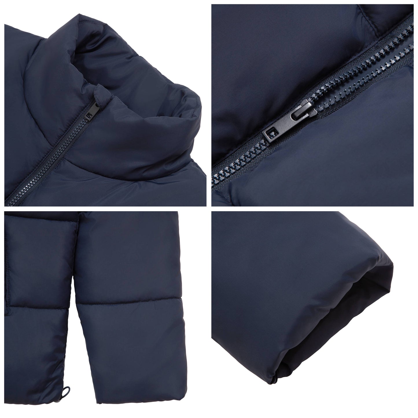 Men's Solid Puffer Coat Stand Up Collar Jacket