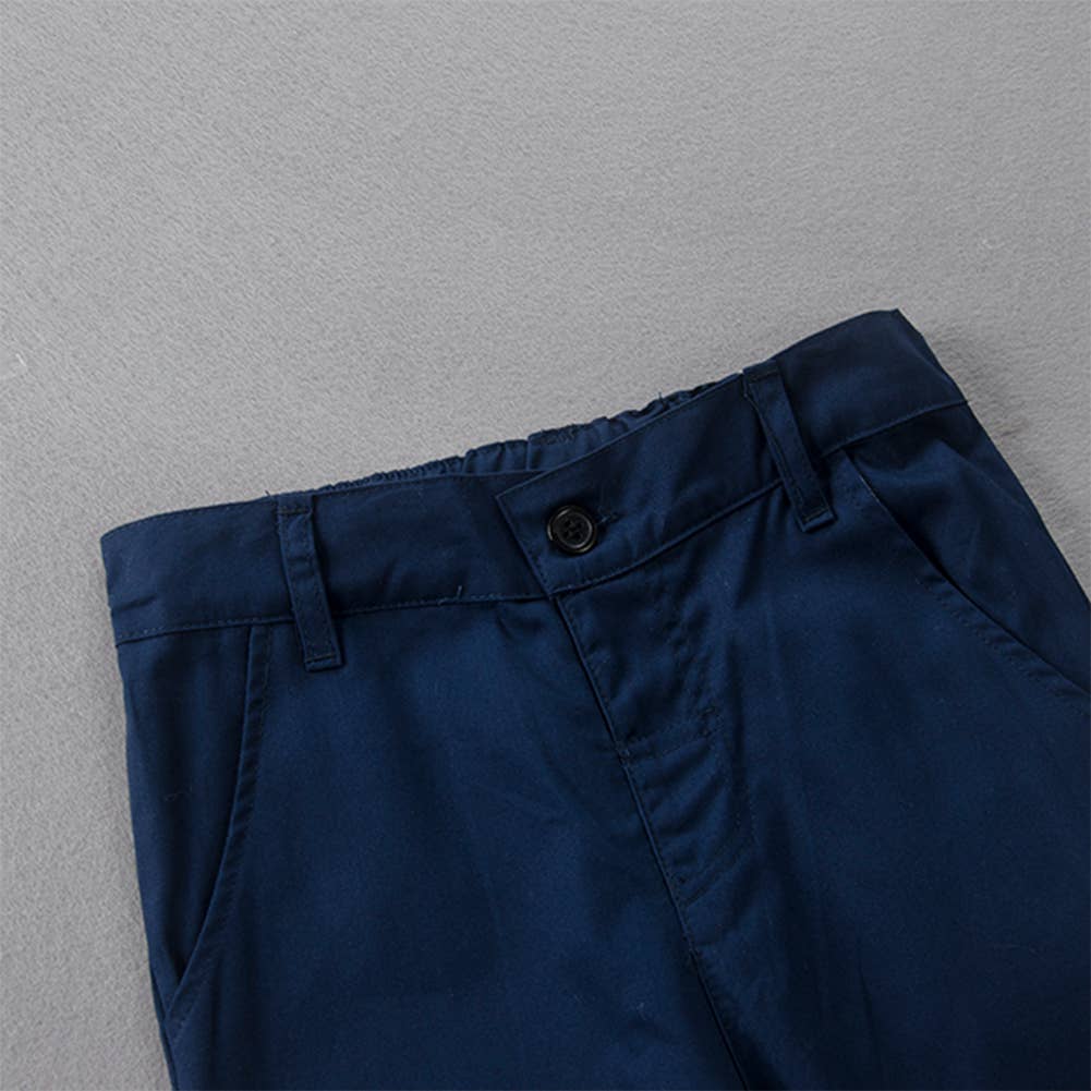 Navy White Studded 4pcs Boy Formal Suit Outfit