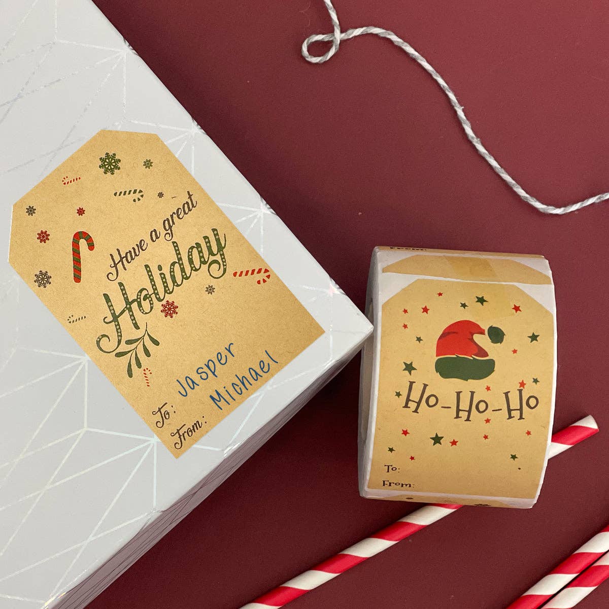 Wrapables Christmas Holiday Gift Tag Stickers and Labels
