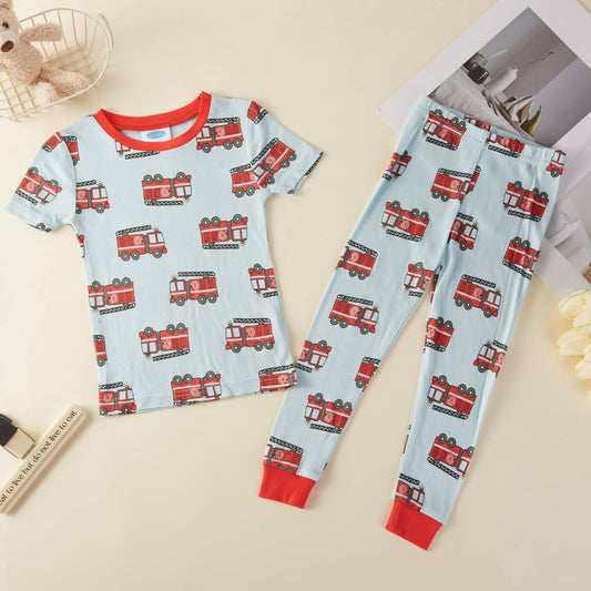 95% Viscose from Bamboo Fire Engine Bamboo Kids Pajama Set
