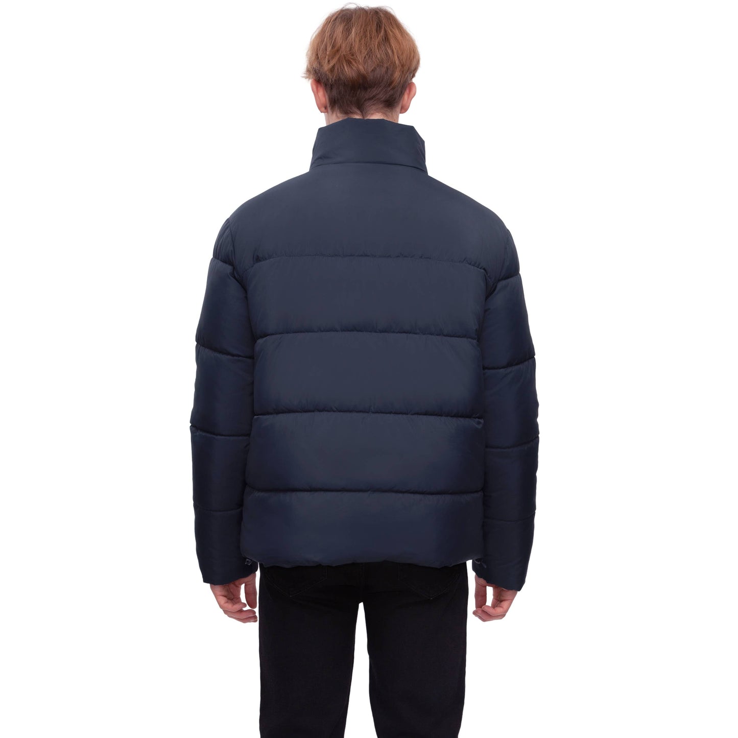 Men's Solid Puffer Coat Stand Up Collar Jacket