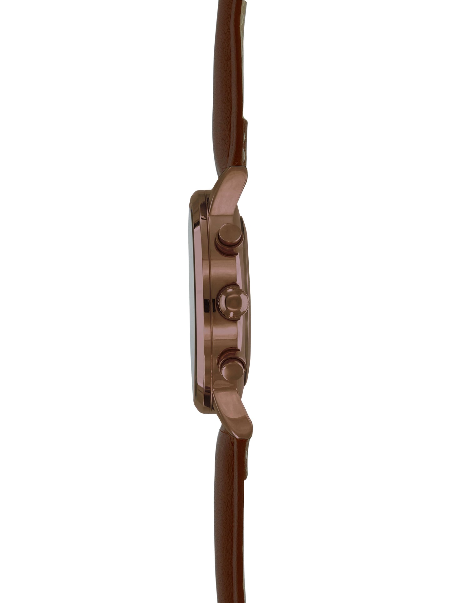 Men's Brown chronograph watch w/ date window & leather strap