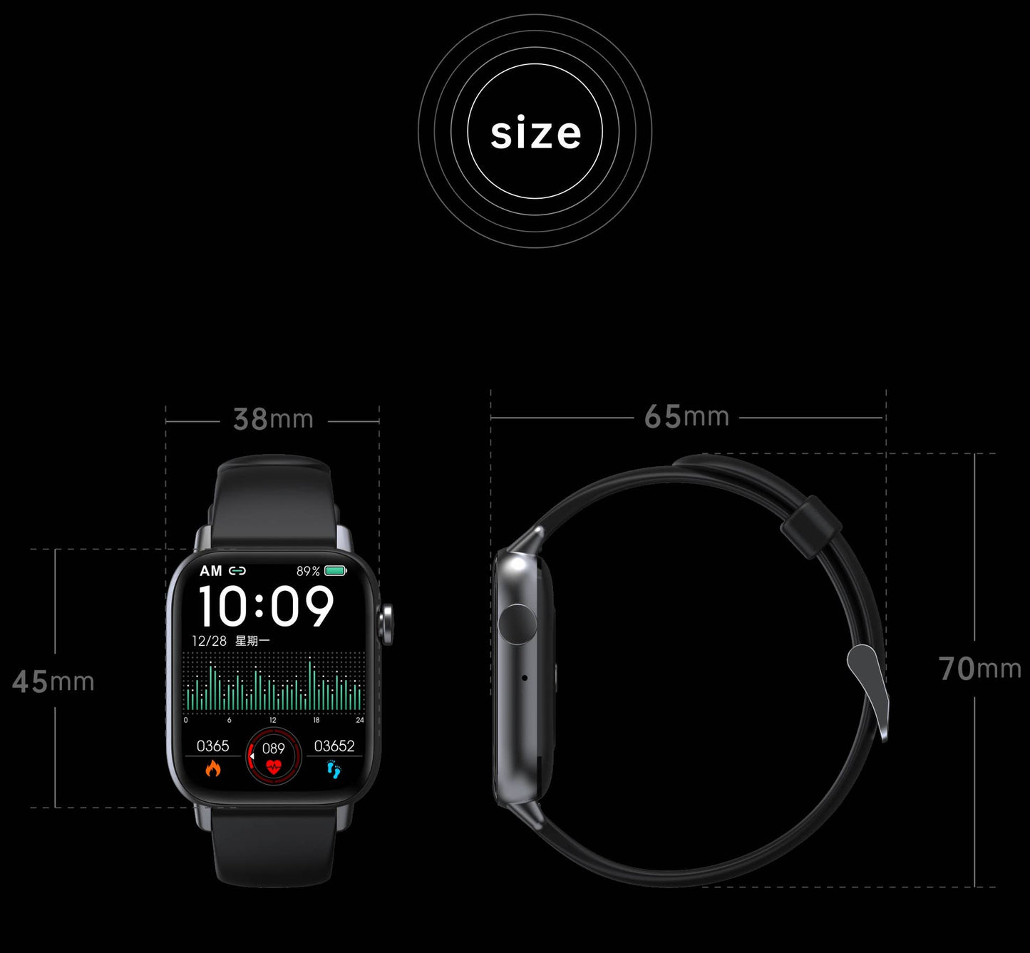 Smart Rectangle grey silicon watch works w/ Android & Apple