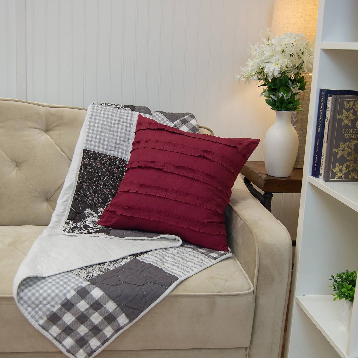Indiana Farmhouse Pieced Cotton Throw Blanket