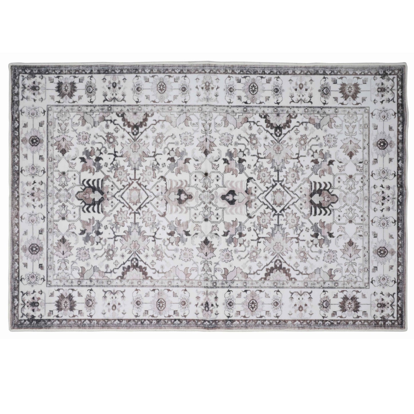 Bibb Home Washable Flannel Printed Accent Rug with Latex Bac