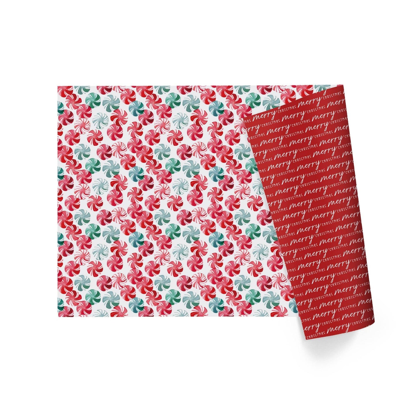 Reversible Holiday Wrapping Paper Watercolor Peppermints