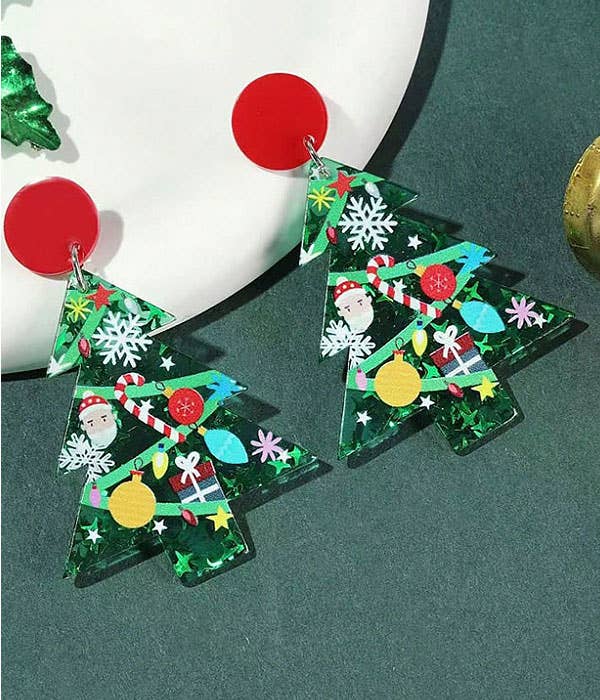 CHRISTMAS THEME ACRYLIC EARRING - TREE