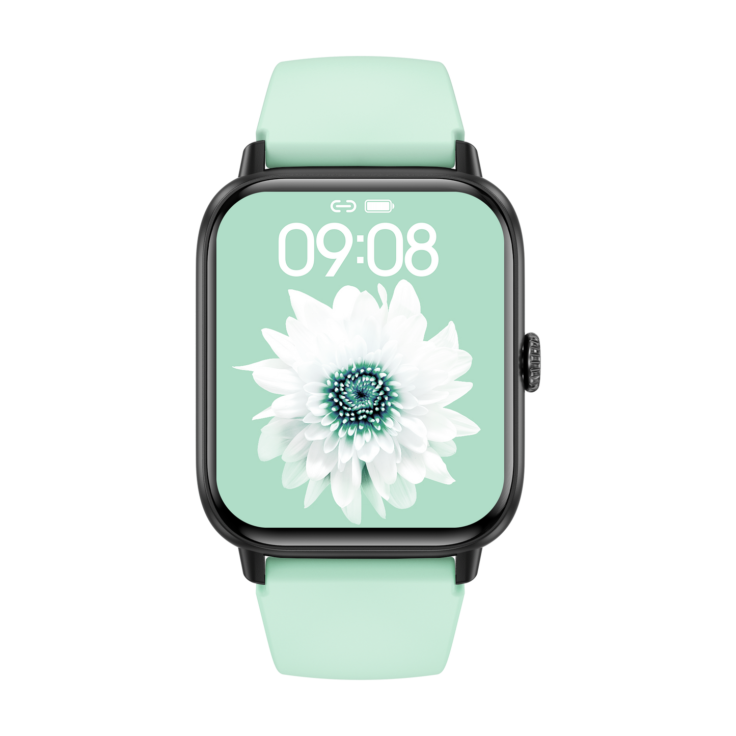 Smart Rectangle Green silicon watch works w/Android & Apple