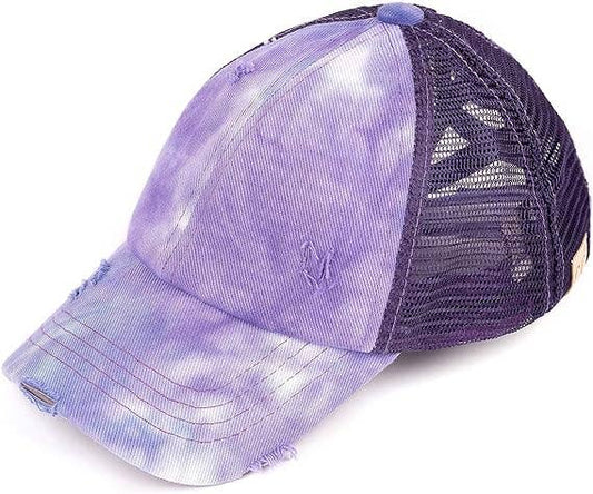Kids Criss Cross Ponycap - Tie Dye - Purple