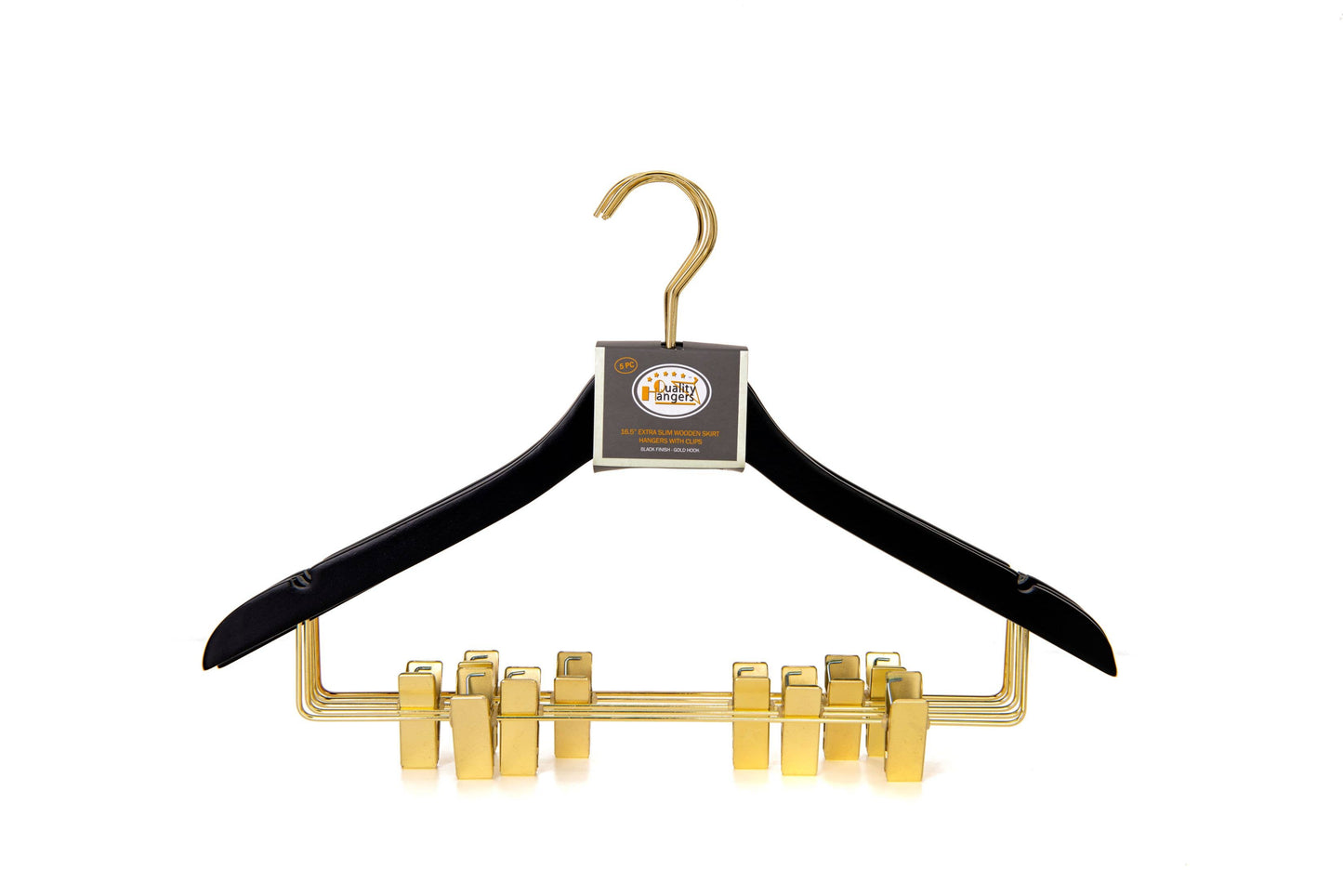 WS73 Ultra Slim Skirt Pant Hangers + Clips Black/gold - 100