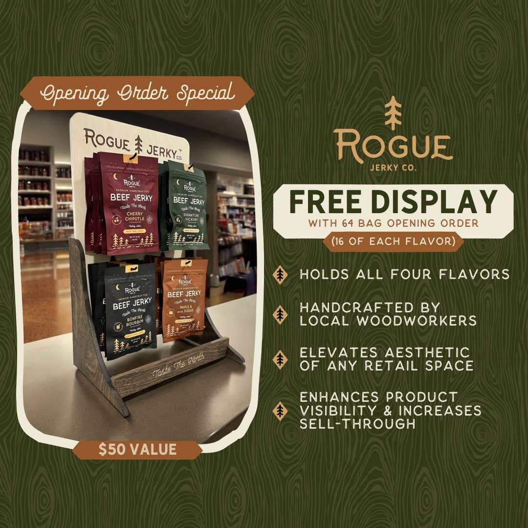 FREE Counter Display Package: 16 of Each Beef Jerky Flavor!