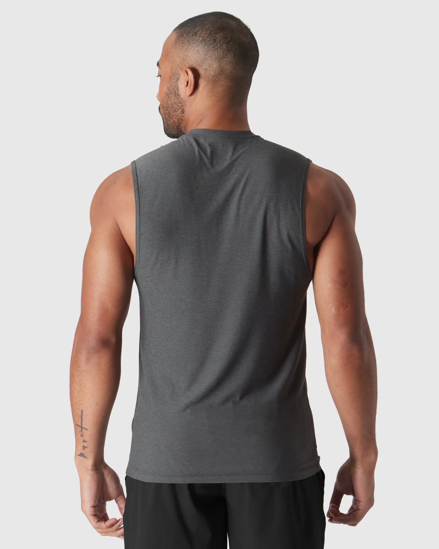 Sleeveless Muscle Tee | Active | Charcoal Heather Gray