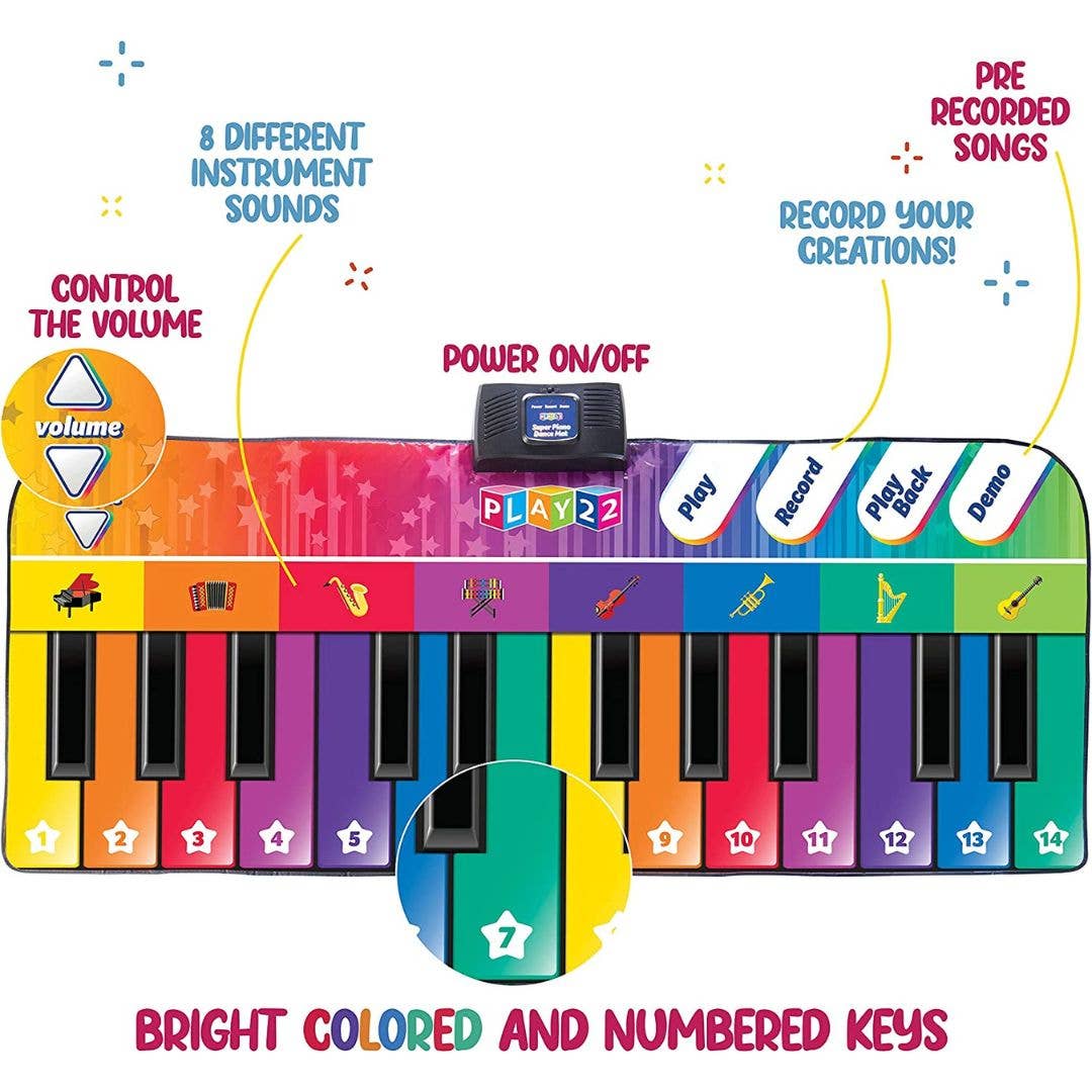 6 ft. Floor Piano Mat for Toddlers - Giant Piano Playmat