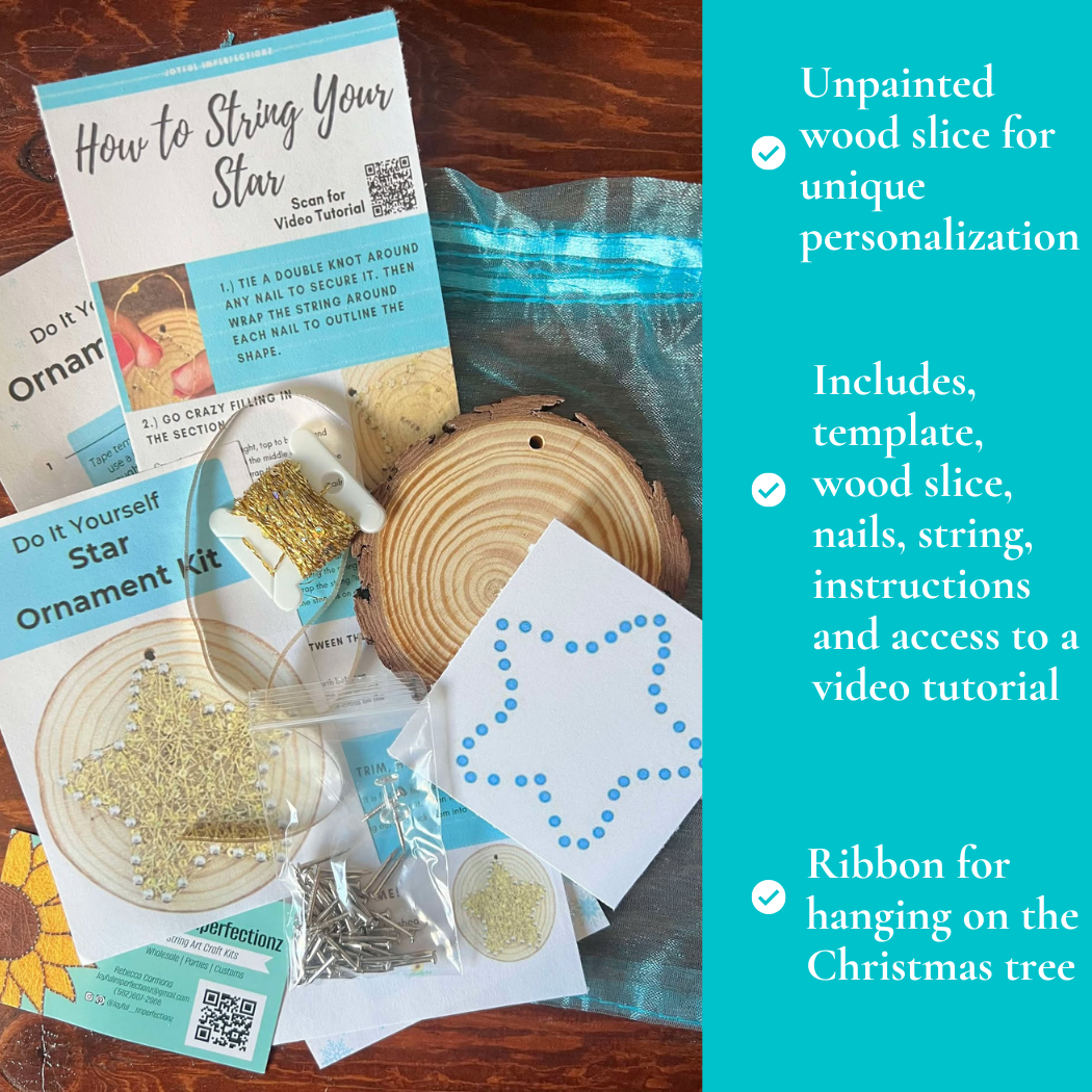 Star String Art Ornament Kit: DIY Christmas Craft