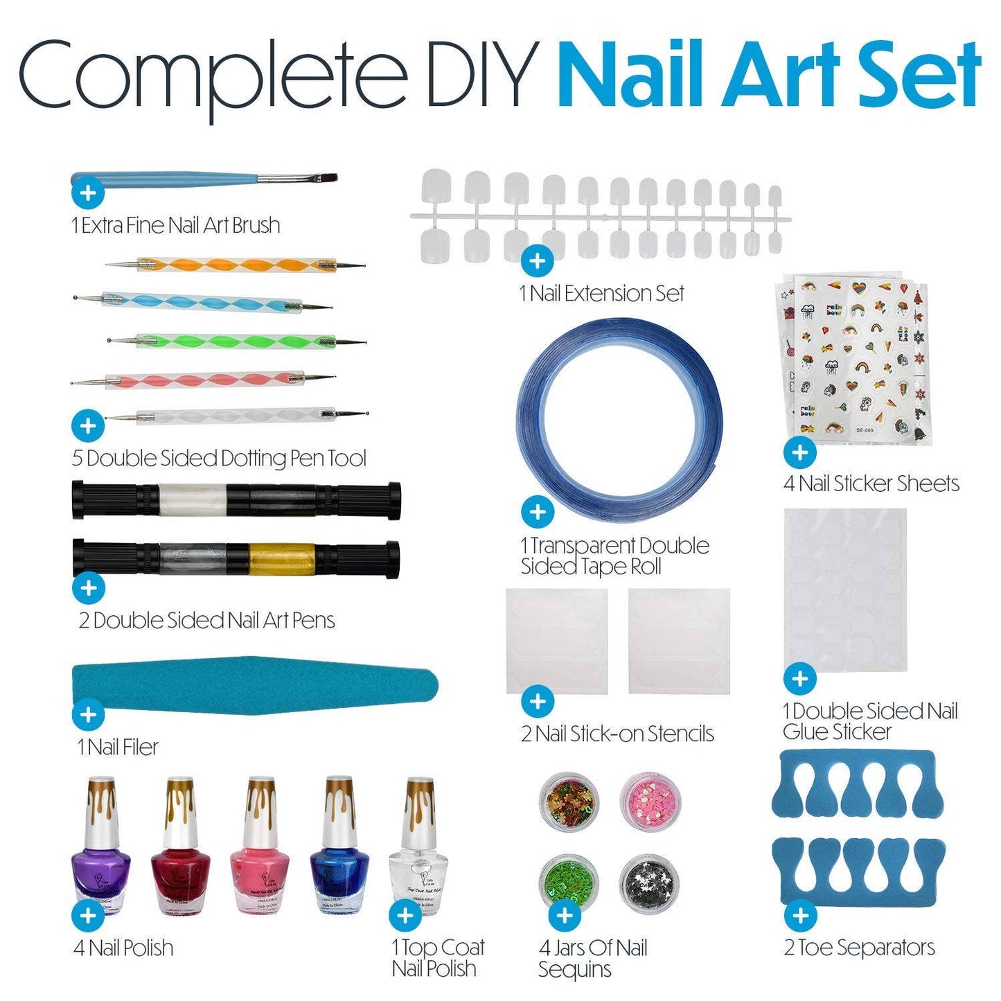 Nail Art Kit for Kids and Tweens - Non Toxic Nail Gift Set