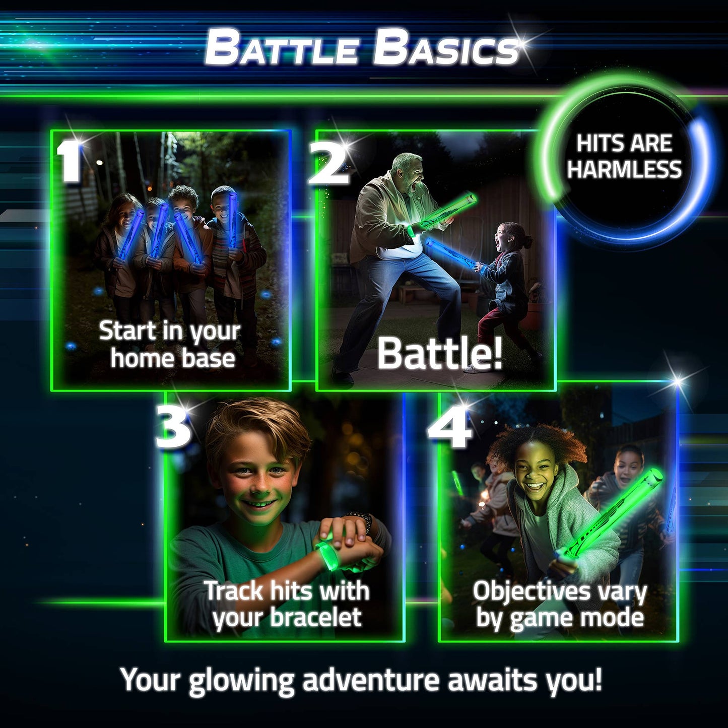 Glow Battle Family Pack - A Glow in the Dark Group Game