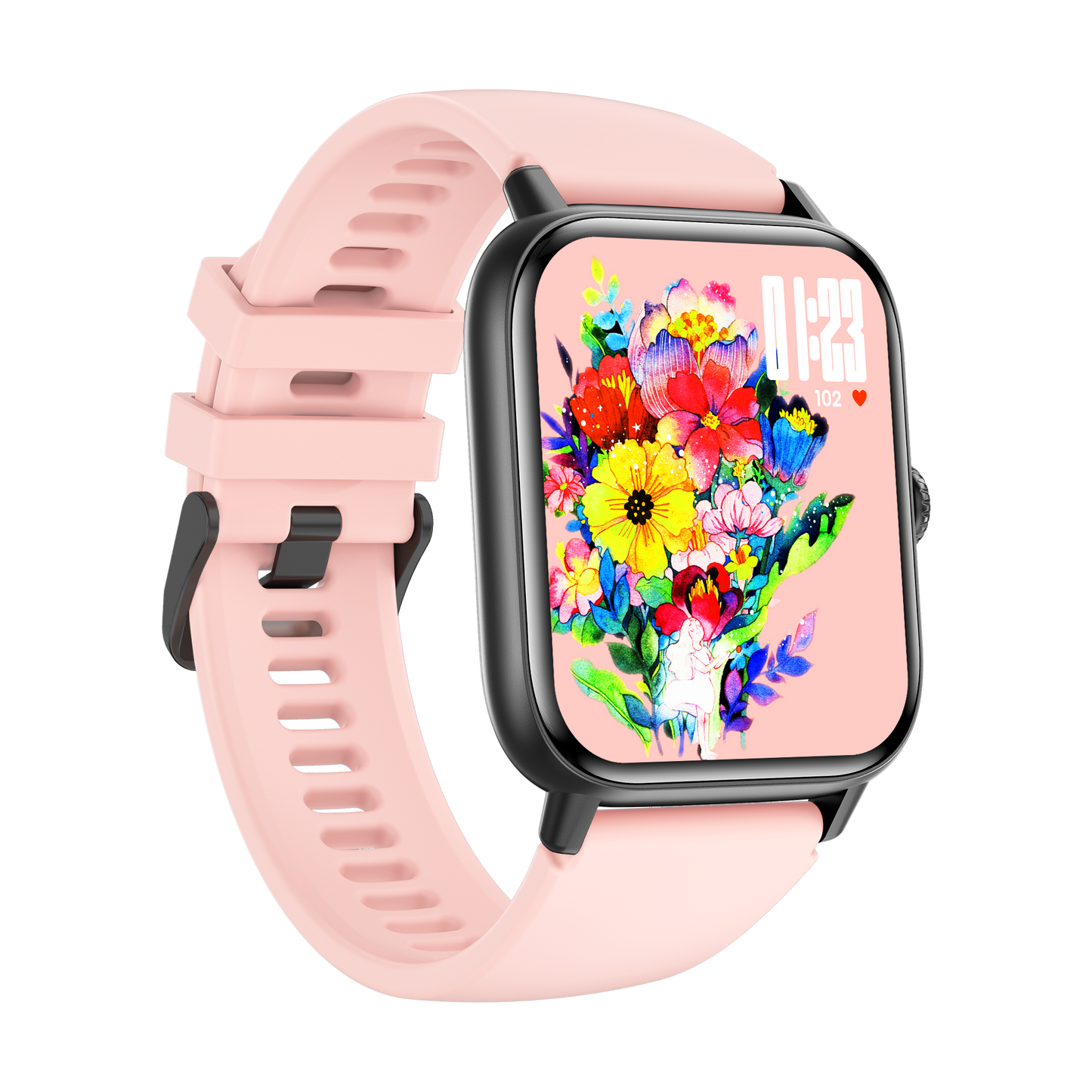 Smart Rectangle Pink silicon watch works w/Android & Apple