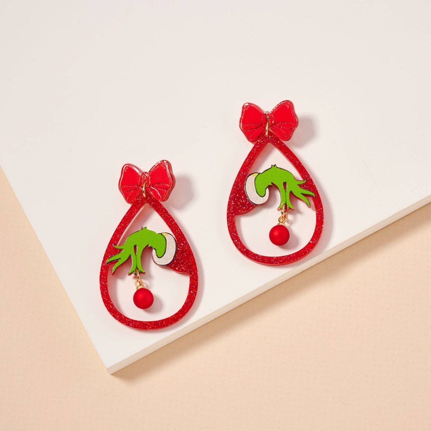 Christmas Green Monster Hand Dangling Earrings