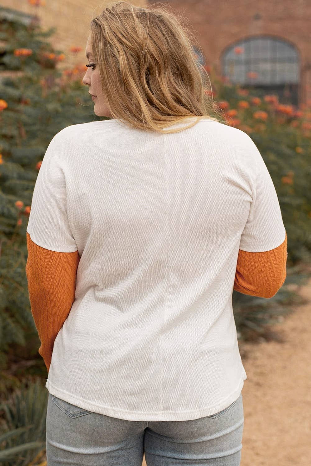 Plus Size Color Block Textured Patchwork Top with Pocket