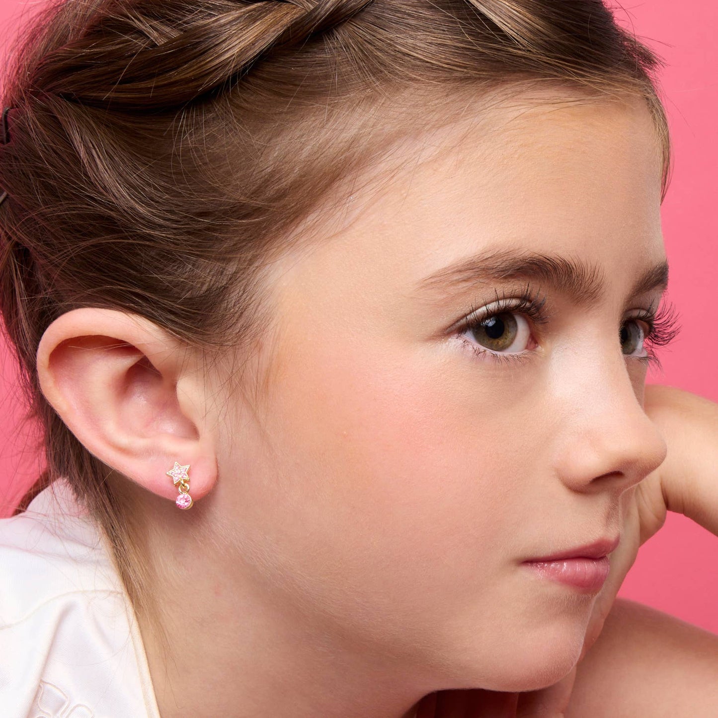 Little Luxe Drop Earrings | Star with Pink Cubic Zirconia