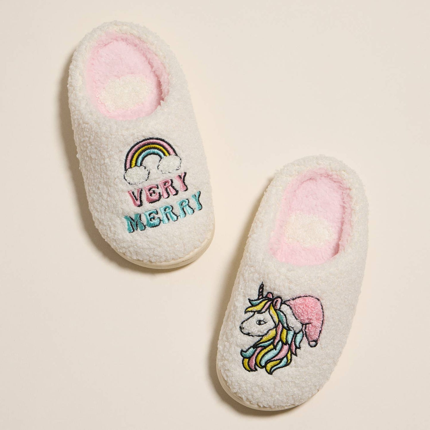 Kids’ Very Merry Christmas Unicorn Slippers for Christmas Gift