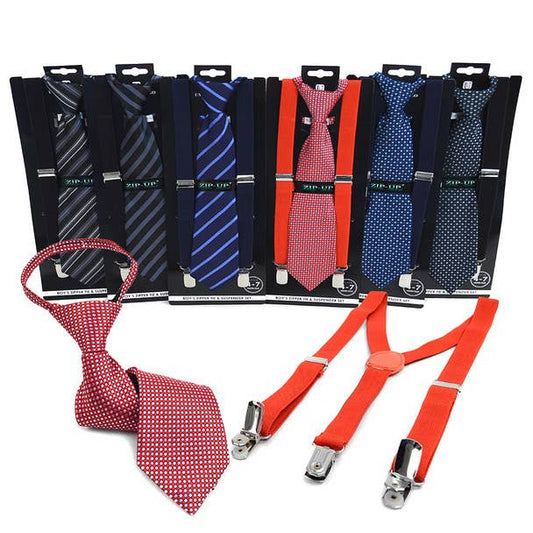 Boy's (4~7 years) Zipper Tie & Suspender Set