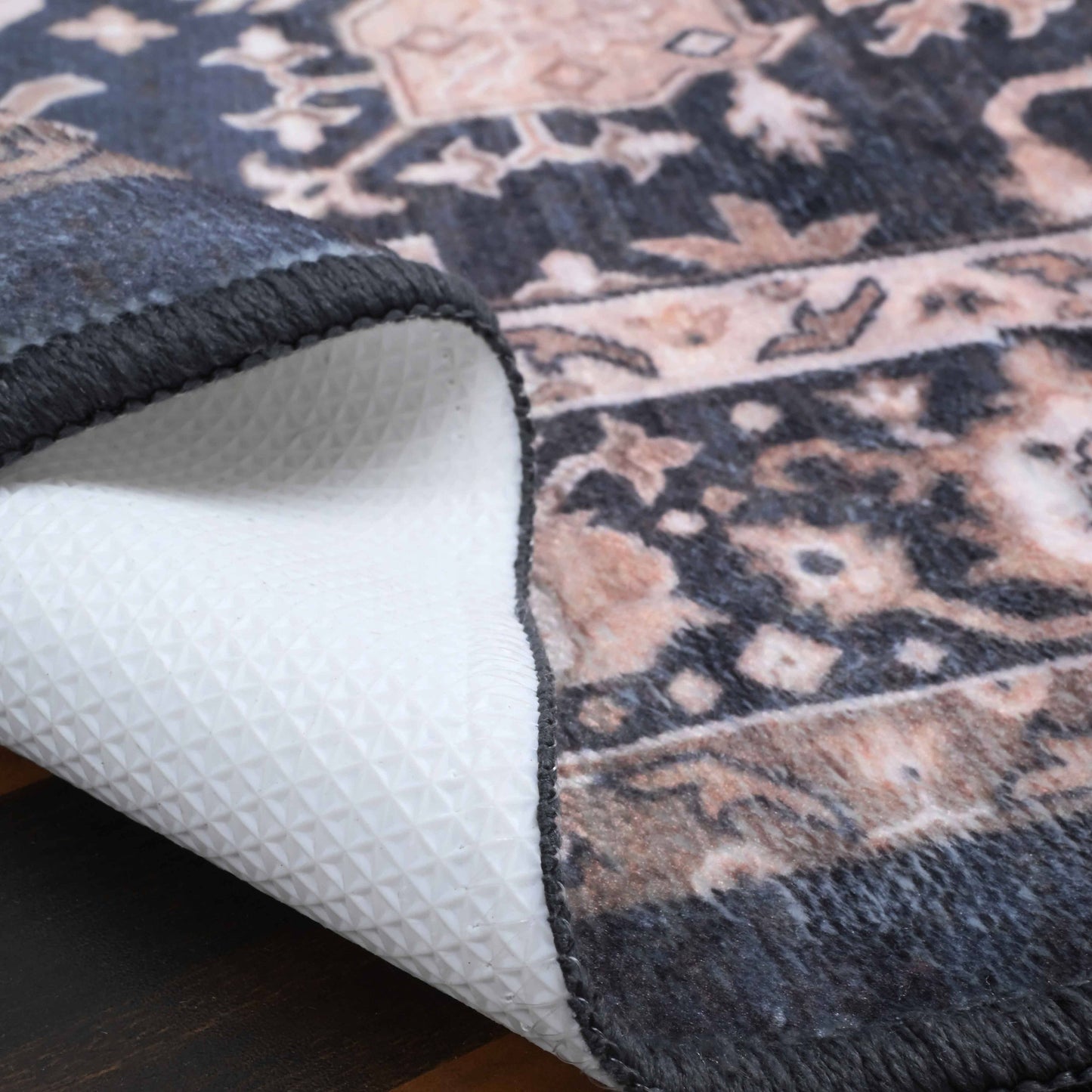 Bibb Home Washable Flannel Printed Accent Rug with Latex Bac