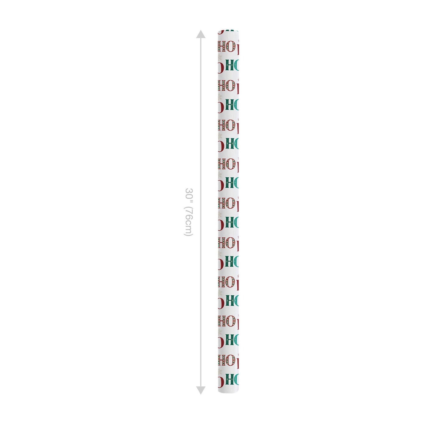 30" x 10’ Holiday Reversible Wrapping Paper | Large HO HO HO/Green, White and Red Diagonal Stripe