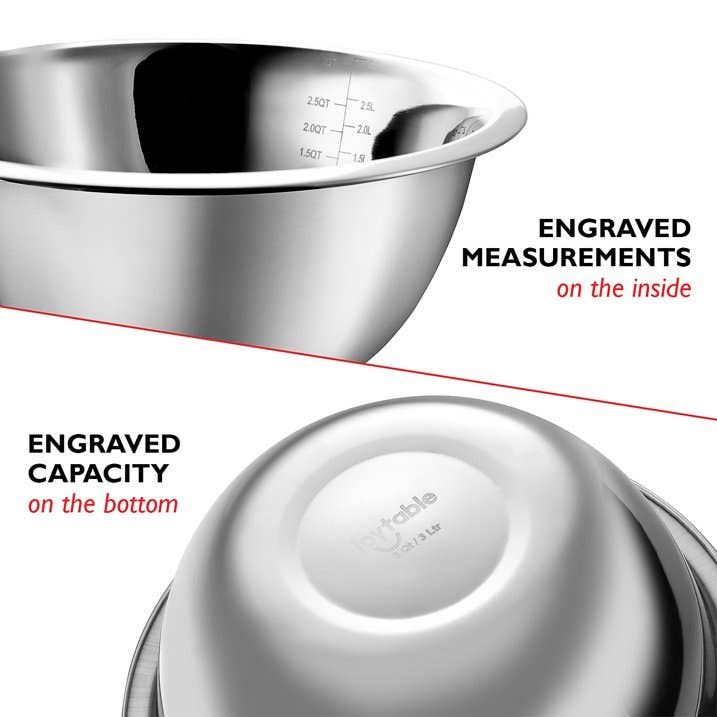 Premium Stainless Steel 6pc Mixing Bowls/Measuring Cups