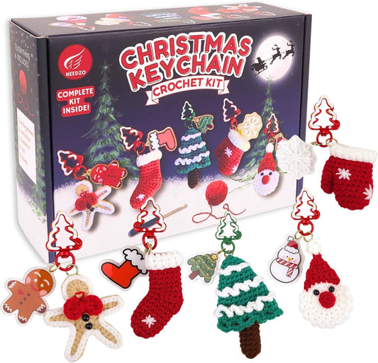 Christmas Keychain Crochet Kit, All Supplies Included