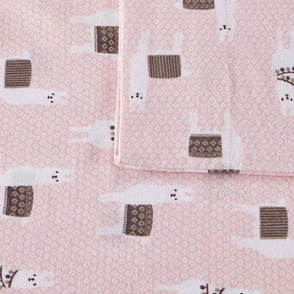 Pink Llamas Cotton Flannel Kids Sheet Set