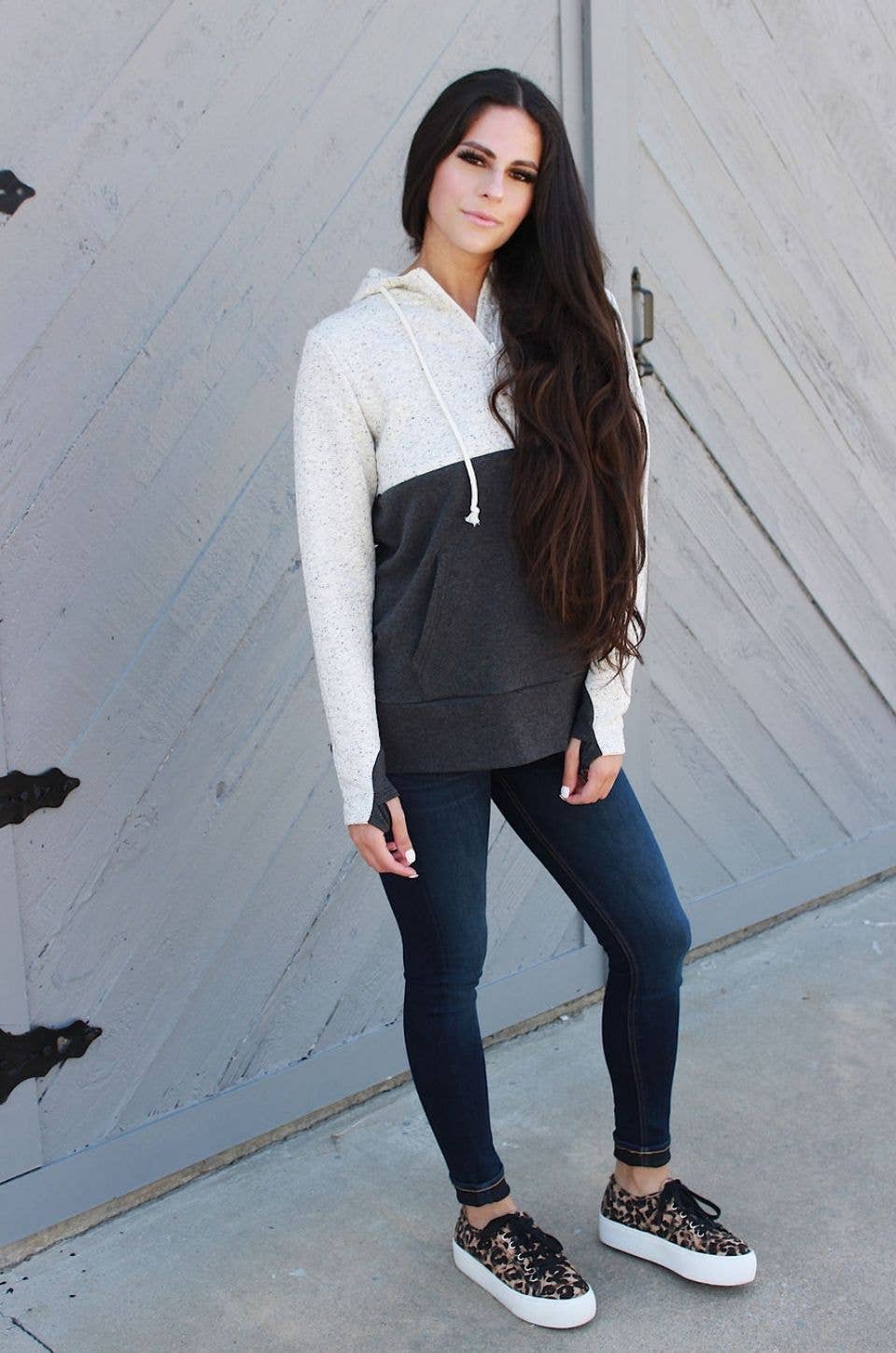 Nursing Hoodie - Quarter Zip - Hidden Zipper - Oatmeal Waffle