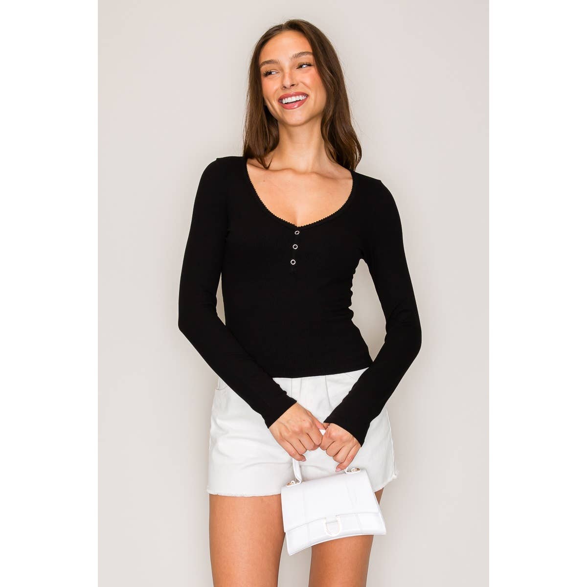 Long Sleeve Henley Top