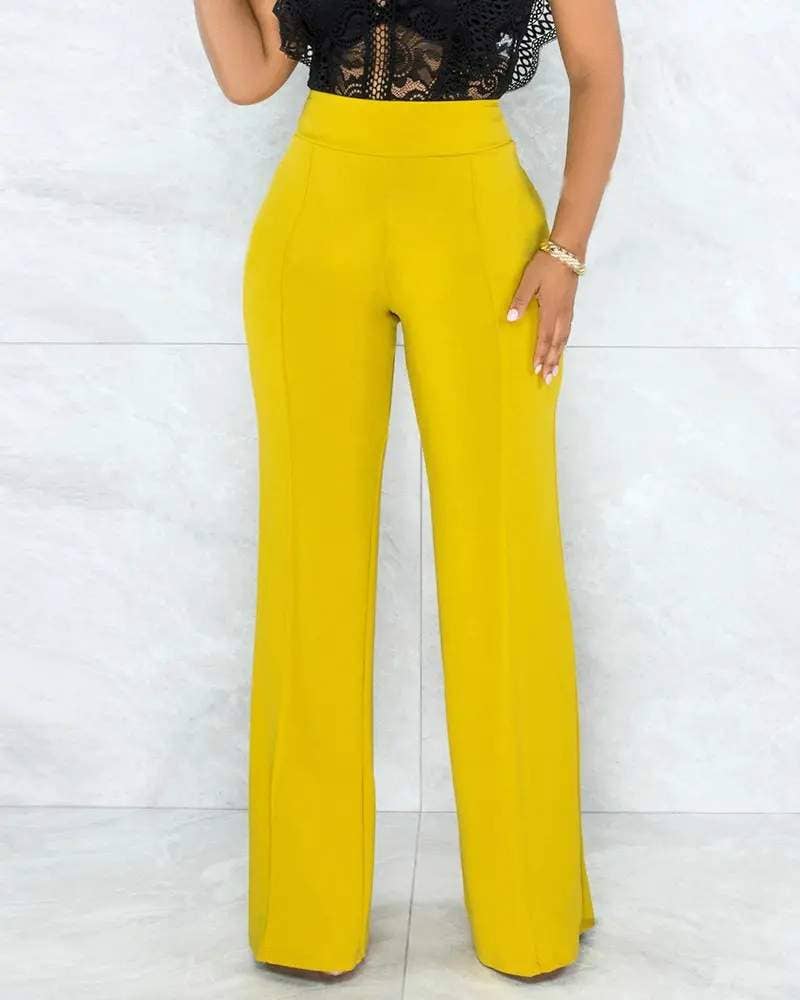 High waist straight leg pants