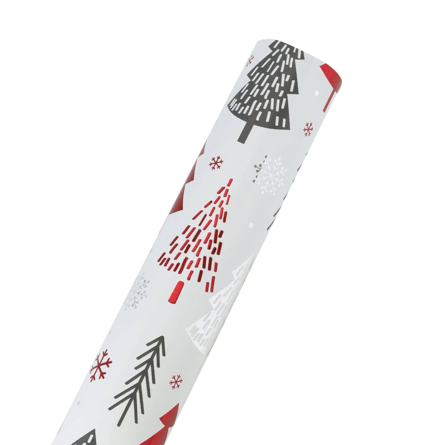 30" x 10' Holiday Wrapping Paper | "Abstract Trees" Gray/Red