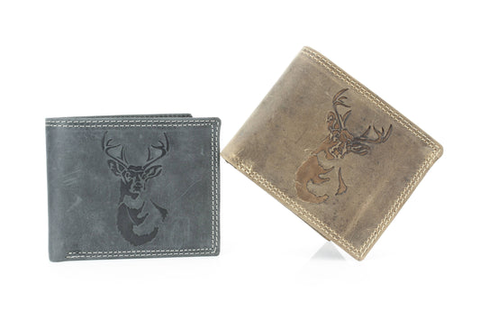 Men’s Bi-Fold Wallet with Deer Antler Emboss ABMWVT 03