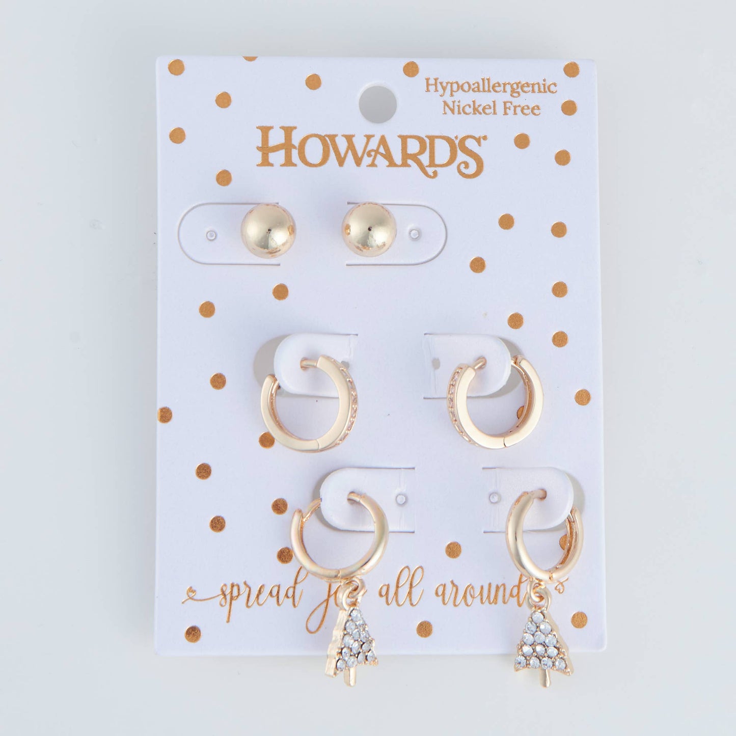 Holiday Christmas Gold Christmas Tree Earring Trio