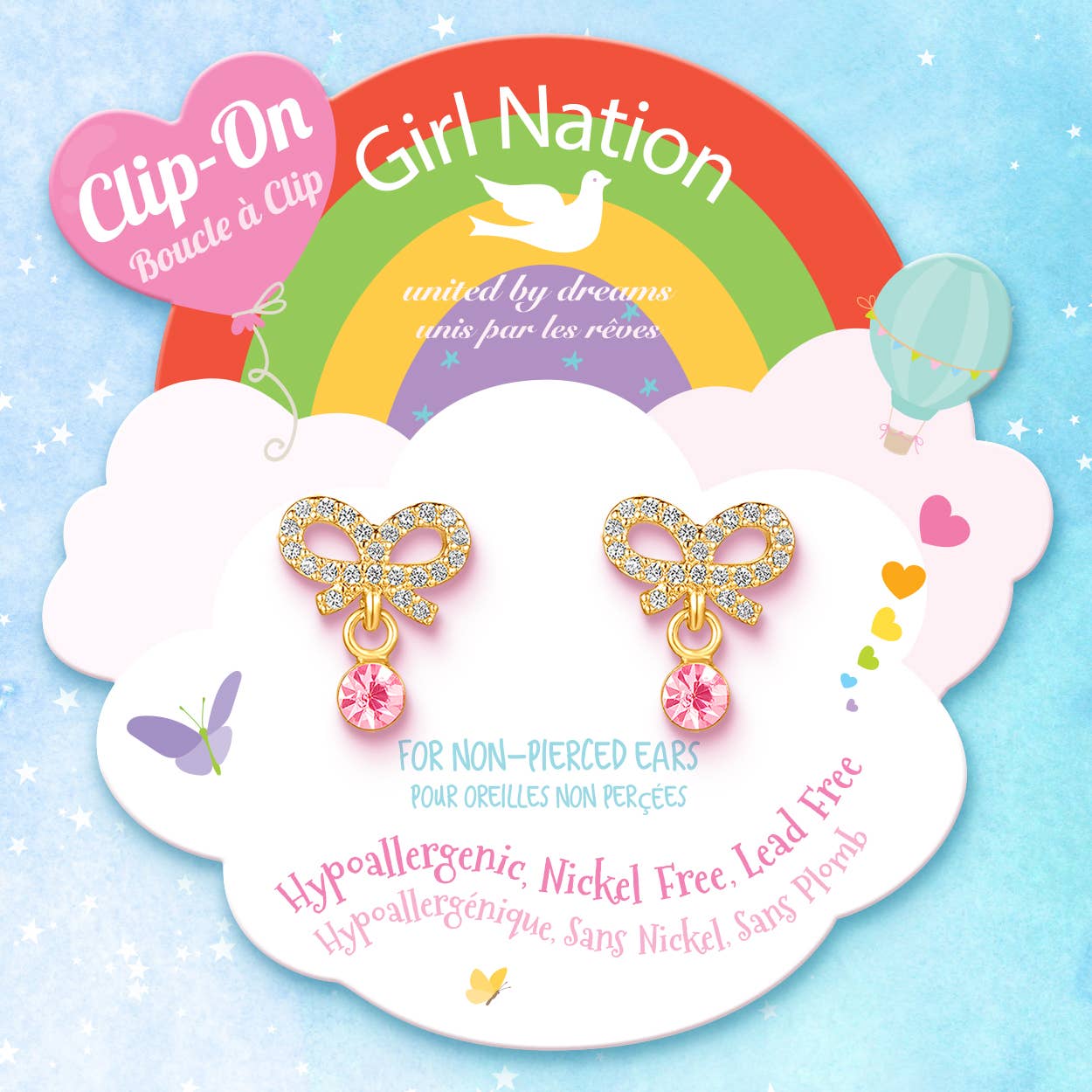 Little Luxe Drop CLIP ON Earrings | Crystal Bow with CZ