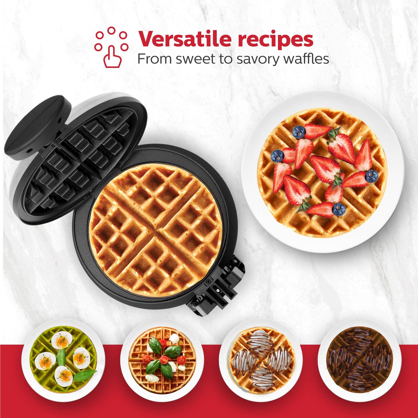 7" Rotary Belgian Waffle Maker Stainless Steel - Individual